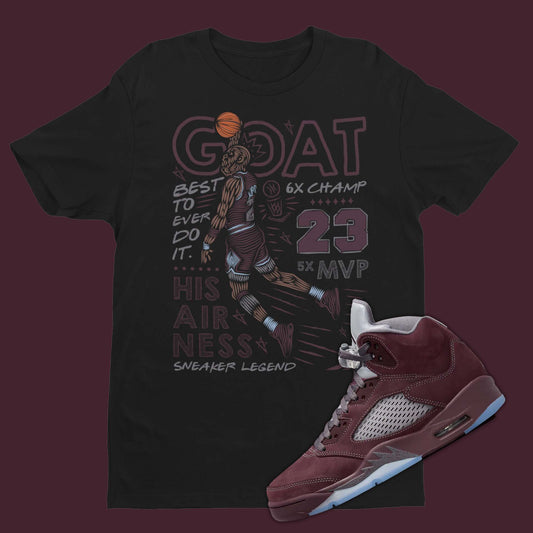 GOAT T-Shirt Matching Air Jordan 5 Burgundy
