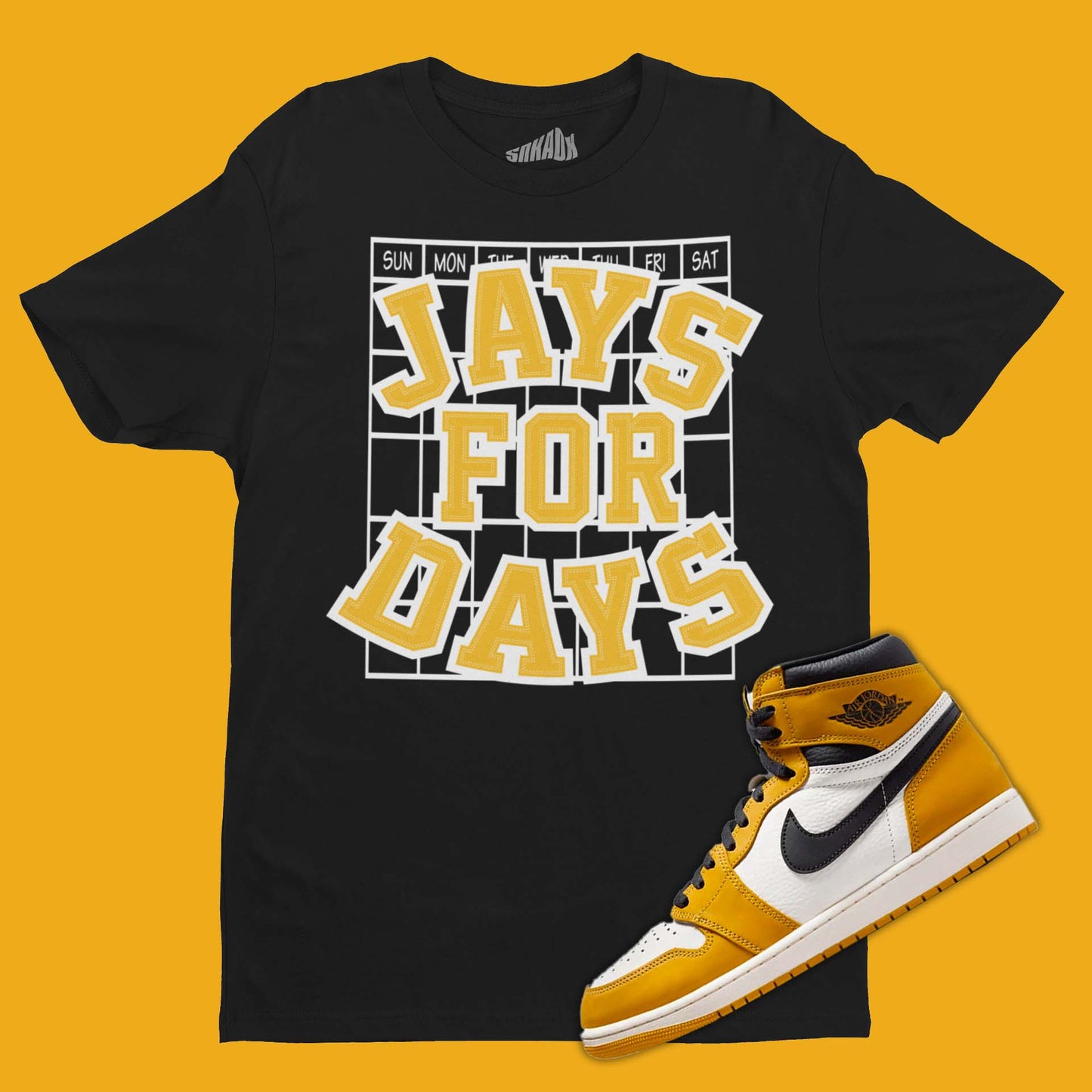 Jays For Days T-Shirt Matching Air Jordan 1 High Yellow Ochre