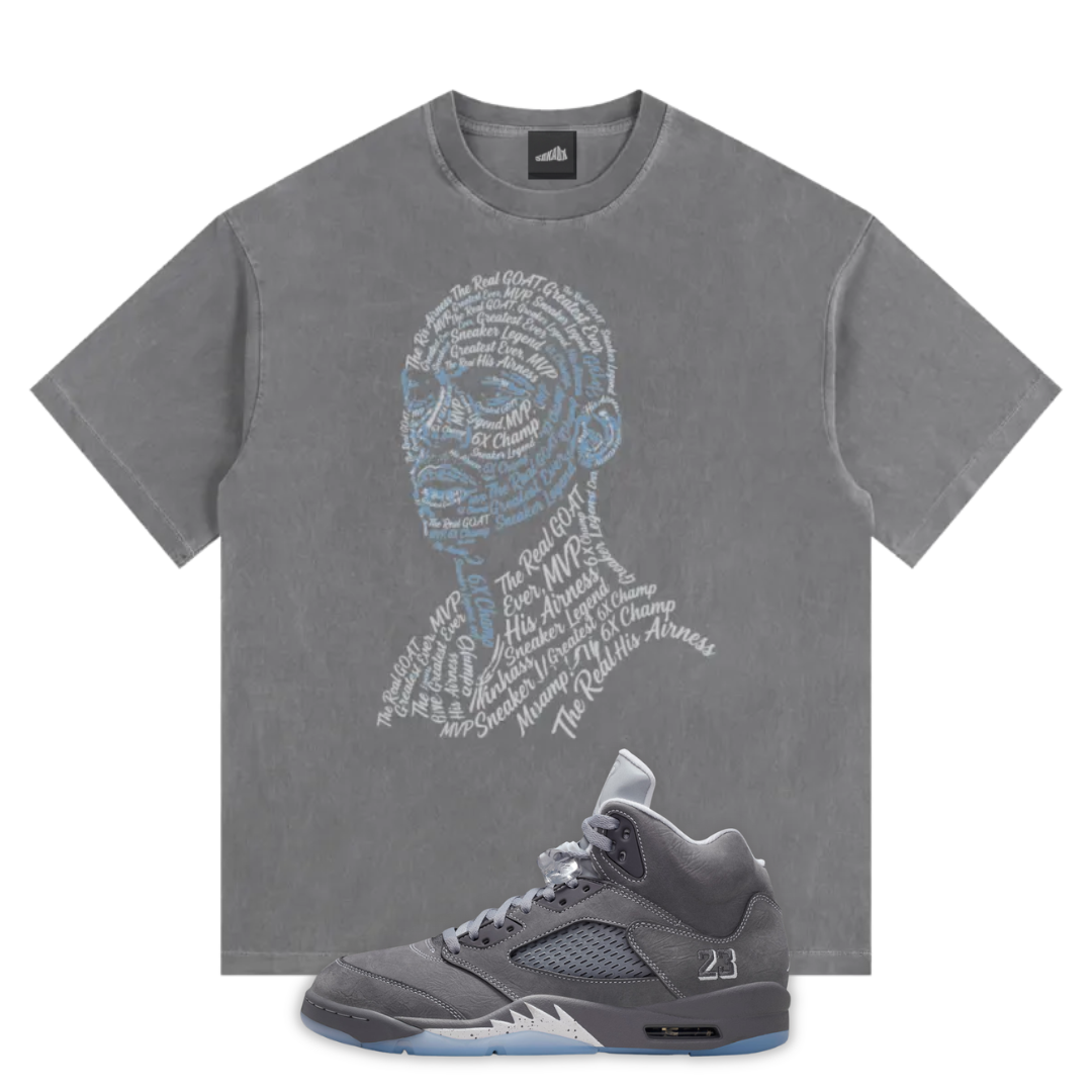 Jordan Stats Vintage Washed Oversized Cotton T-Shirt Matching Jordan 5 Wolf Grey