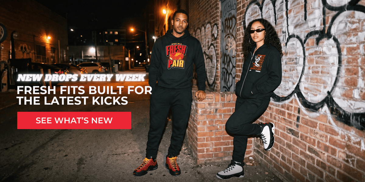Man and woman wearing hoodies and joggers to match NIke and Jordan sneakers
