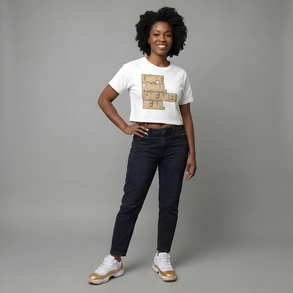 Dope Mom Sneakerhead Mineral Wash Raglan Crop T-Shirt Match Jordan 11 Mother's Day