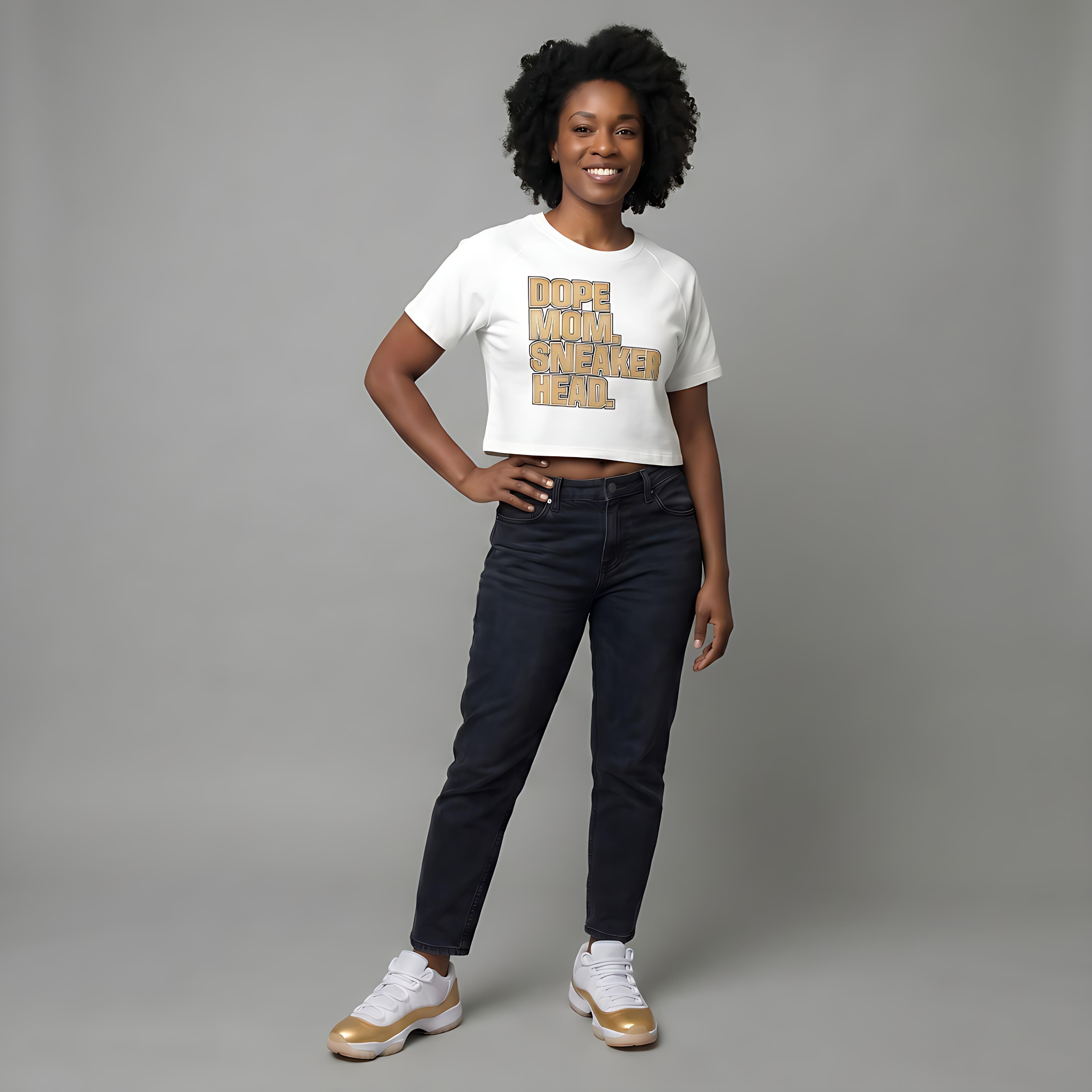 Dope Mom Sneakerhead Mineral Wash Raglan Crop T-Shirt Match Jordan 11 Mother's Day