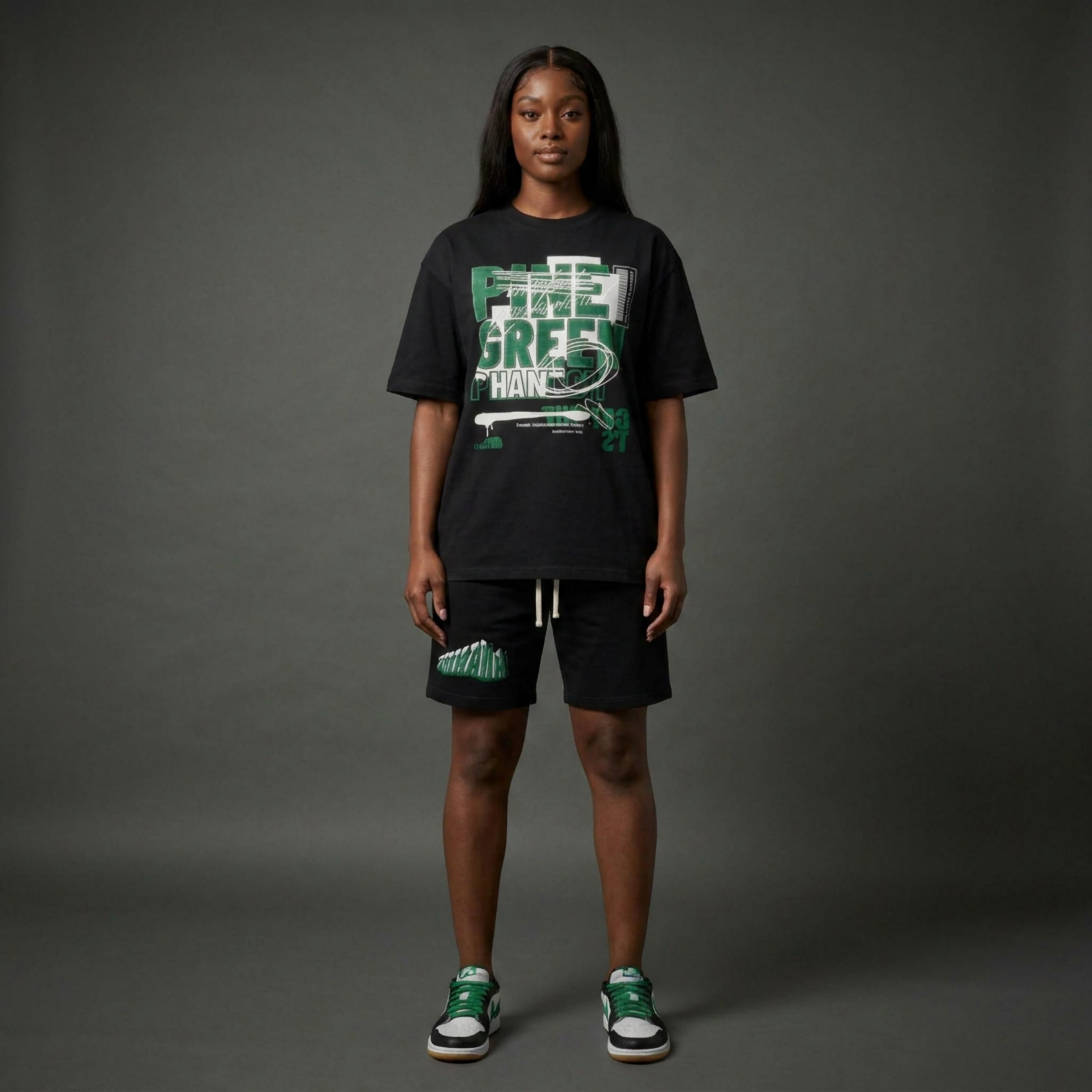 SNKADX Pine Premium Cotton Shorts Matching Jordan 1 Phantom Pine Green