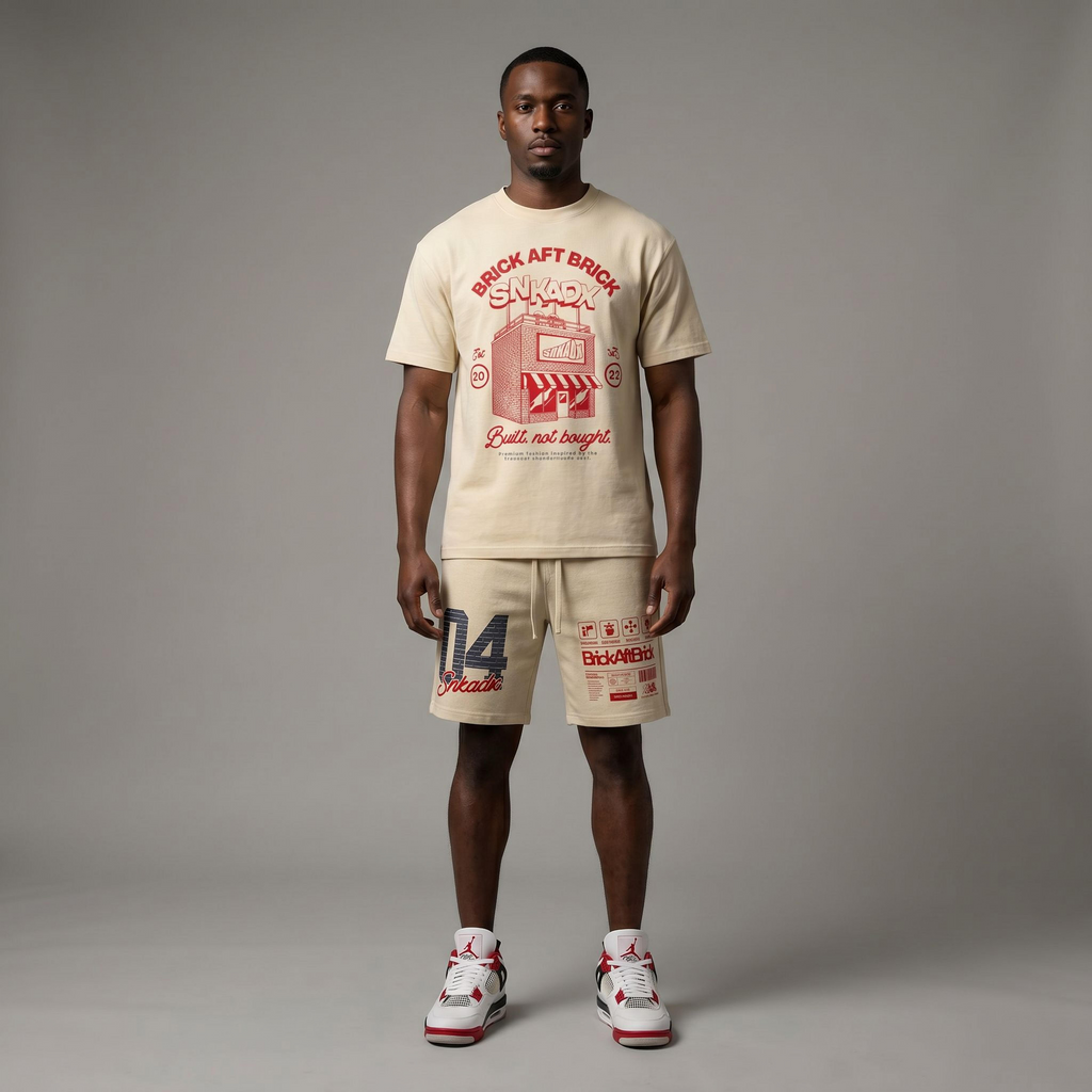 Brick Shop Mineral Wash Waffle Knit T-Shirt Matching BIKE AIR x Nigel Sylvester x Jordan 4 Brick After Brick
