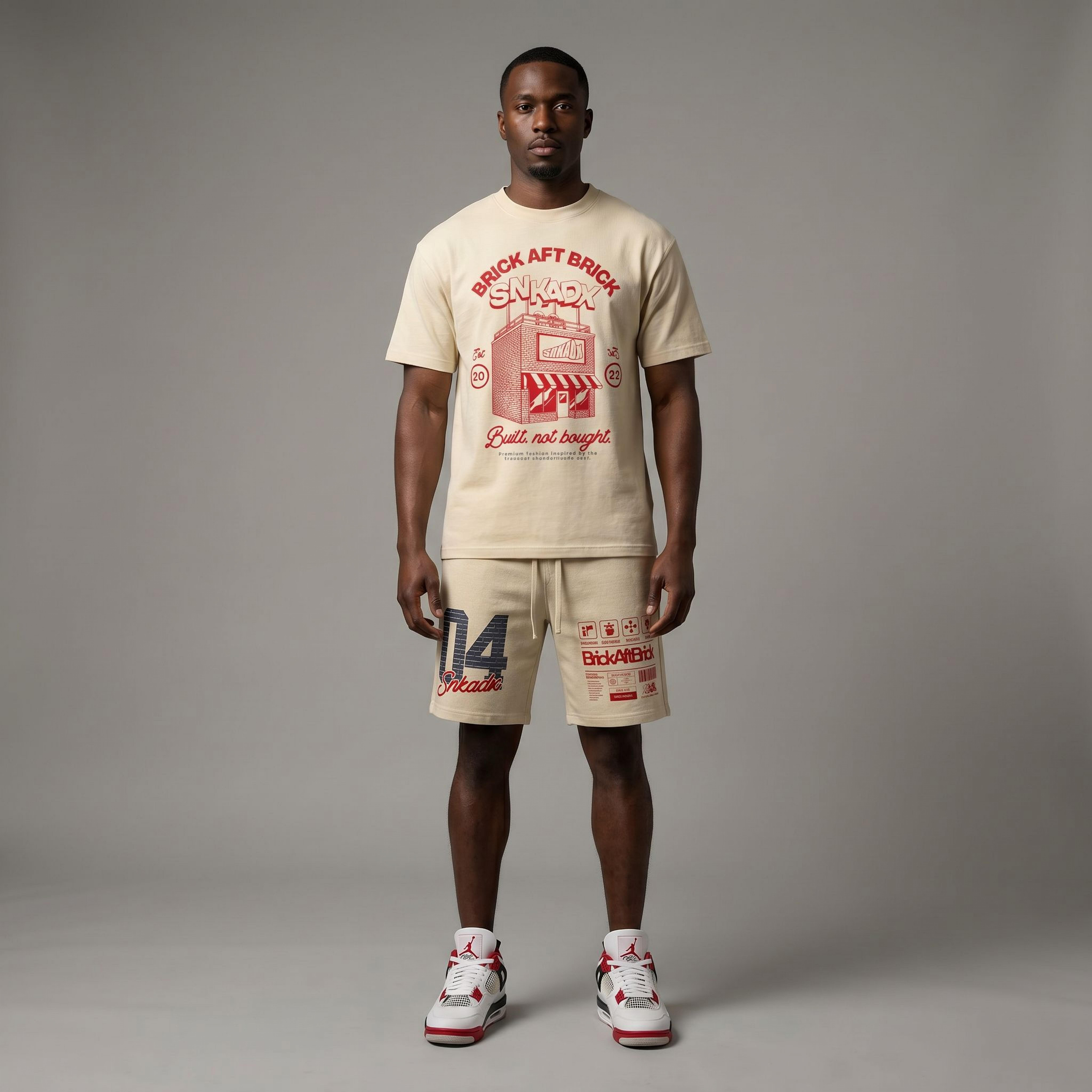 Brick Shop Mineral Wash Waffle Knit T-Shirt Matching BIKE AIR x Nigel Sylvester x Jordan 4 Brick After Brick
