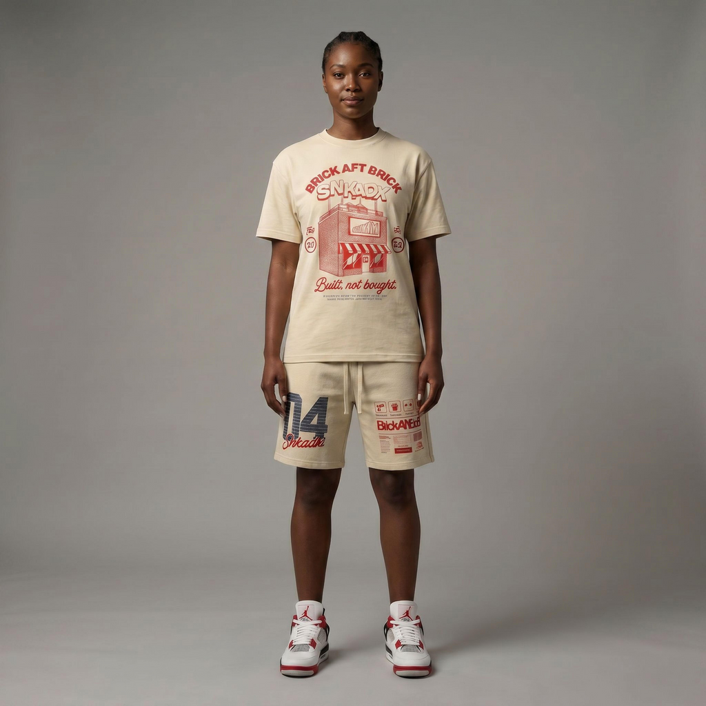 Brick Shop Mineral Wash Waffle Knit Shorts Matching BIKE AIR x Nigel Sylvester x Jordan 4 Brick After Brick