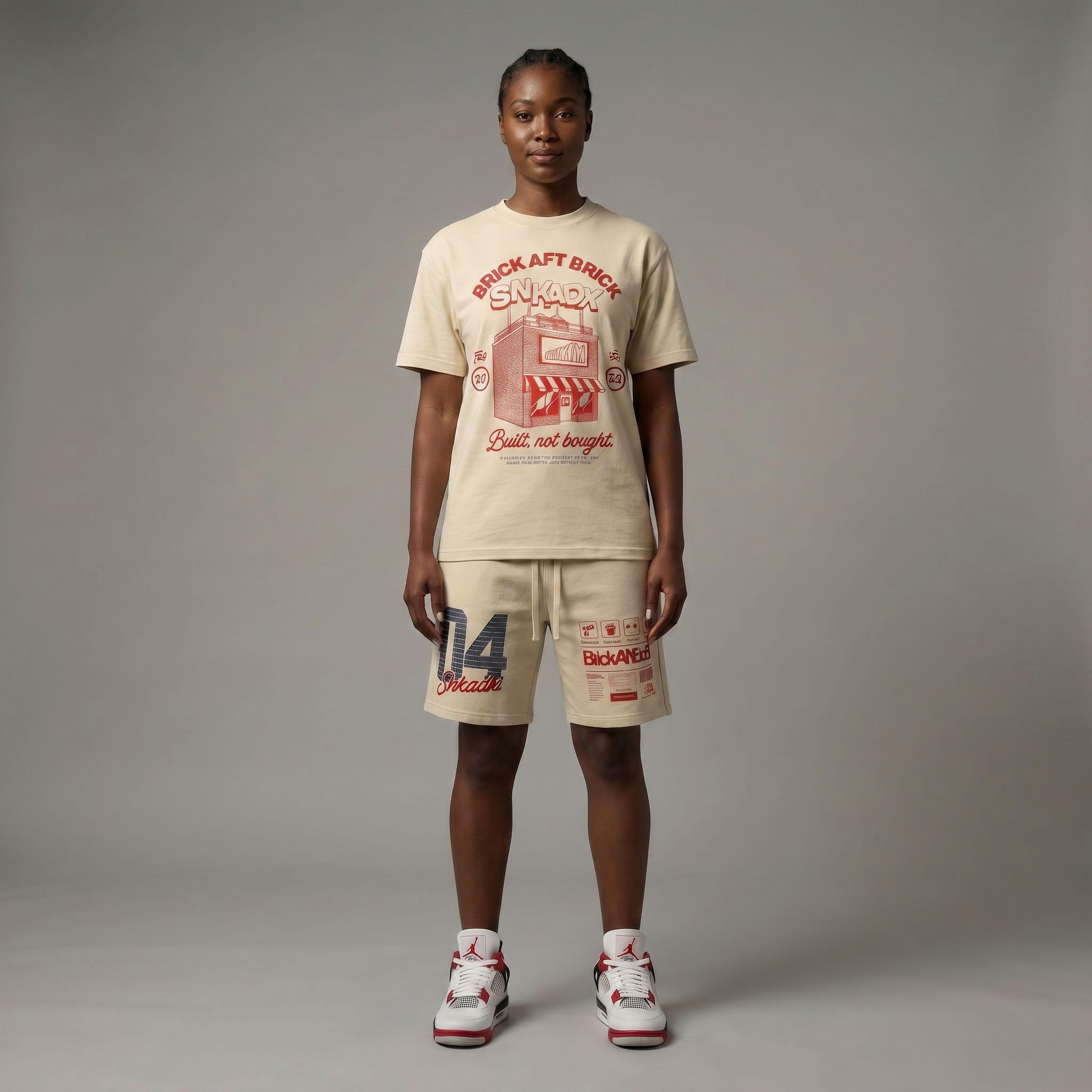 Brick Shop Mineral Wash Waffle Knit Shorts Matching BIKE AIR x Nigel Sylvester x Jordan 4 Brick After Brick