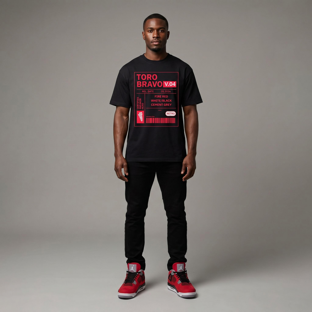 Sneaker Tag Premium T-Shirt Matching Jordan 4 Toro Bravo