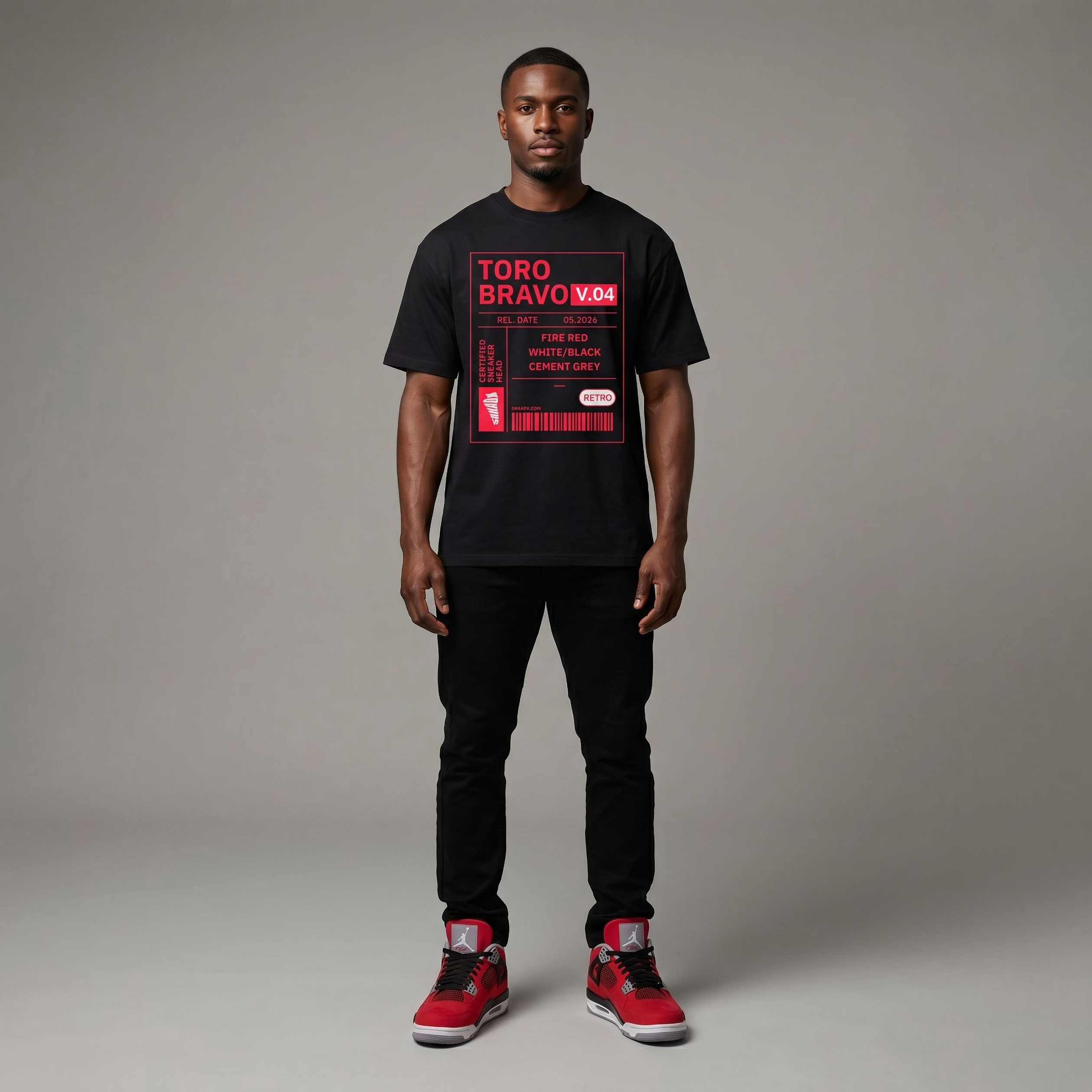 Sneaker Tag Premium T-Shirt Matching Jordan 4 Toro Bravo
