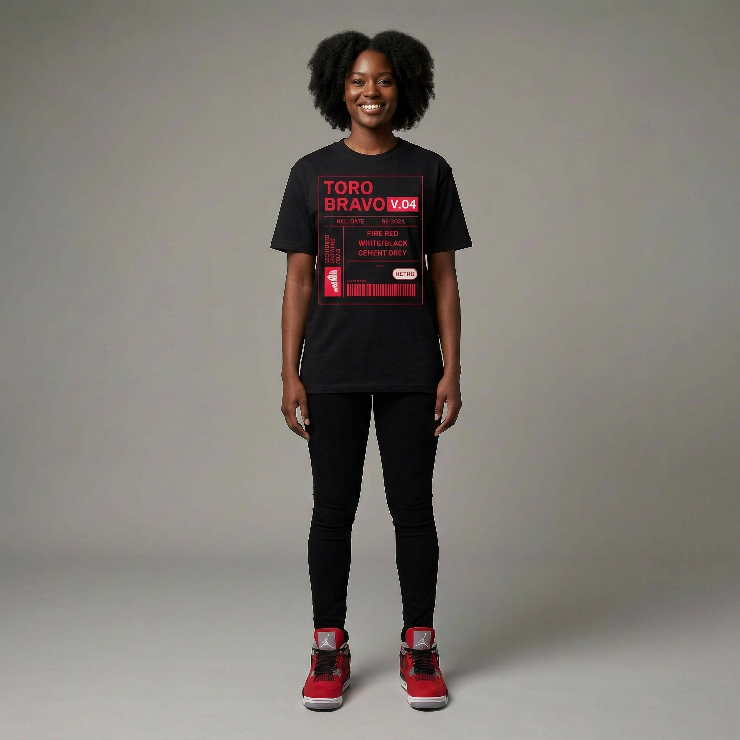 Sneaker Tag Premium T-Shirt Matching Jordan 4 Toro Bravo