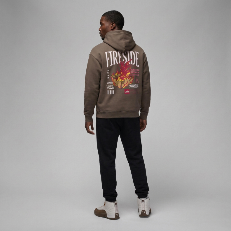 Warning Oversize Fleeced Hoodie Warning Air Jordan 12 Fireside