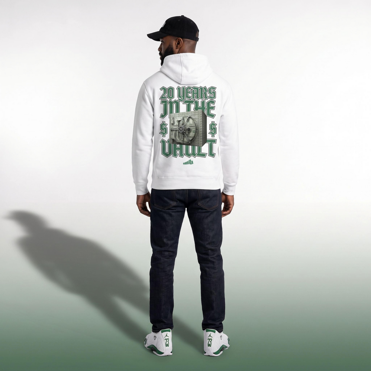 Money Vault Heavyweight Hoodie Matching Air Jordan 14 Forest Green
