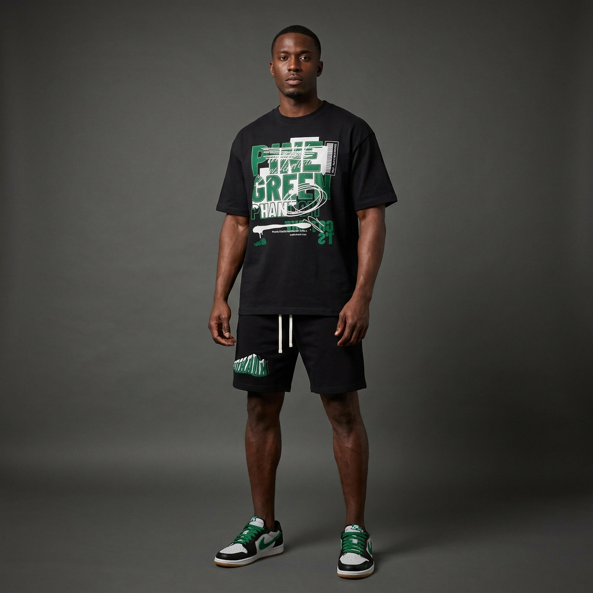 SNKADX Pine Premium Cotton Shorts Matching Jordan 1 Phantom Pine Green