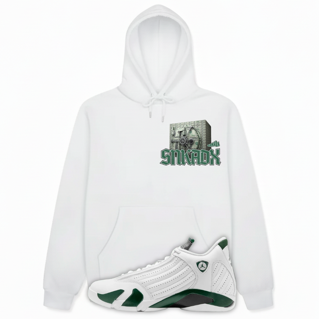 Money Vault Heavyweight Hoodie Matching Air Jordan 14 Forest Green