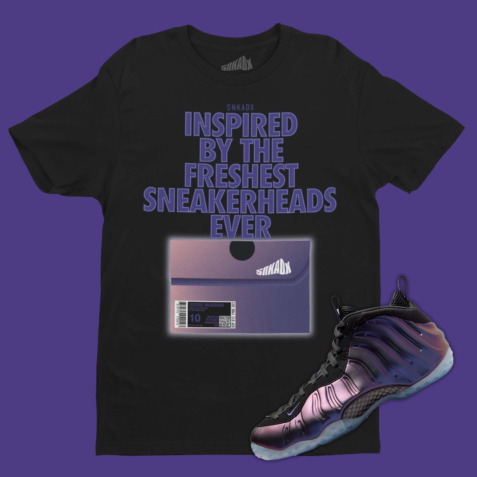 Shoe Box T-Shirt Matching Foamposite One Eggplant