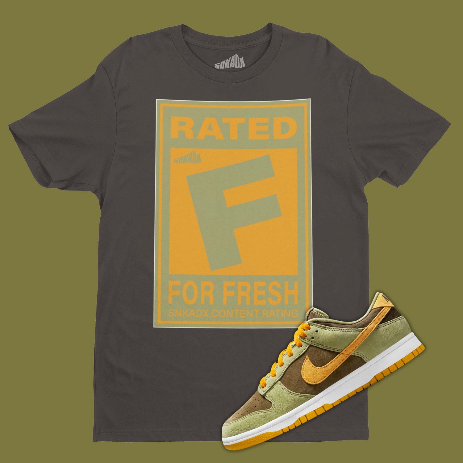 Dunk Low Dusty Olive  SNKADX Video Game Rating Tee