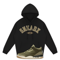 SNKADX Arch Heavyweight Fleece Hoodie Matching Air Jordan 3 "Family Affair" Medium Olive (Black)