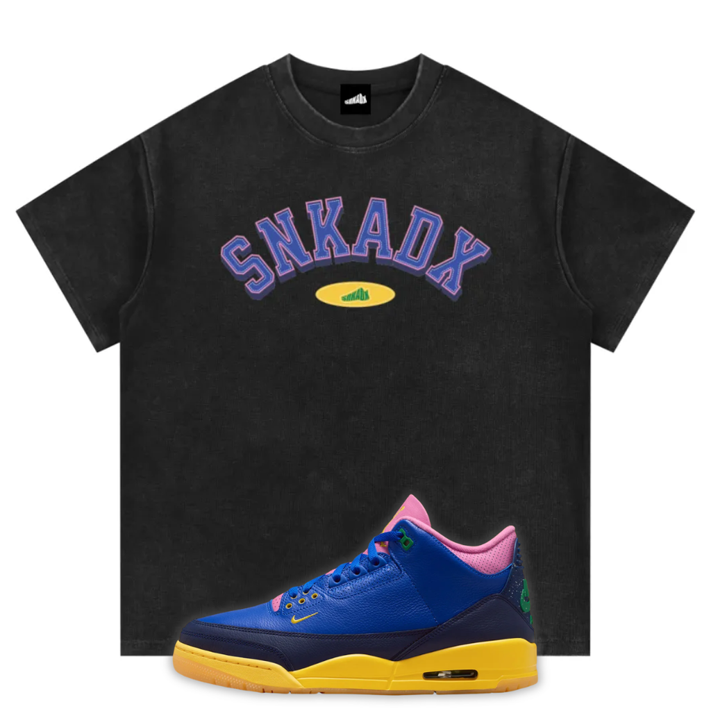 SNKADX Arch Mineral Wash Waffle Knit T-Shirt Matching Jordan 3 Brazil
