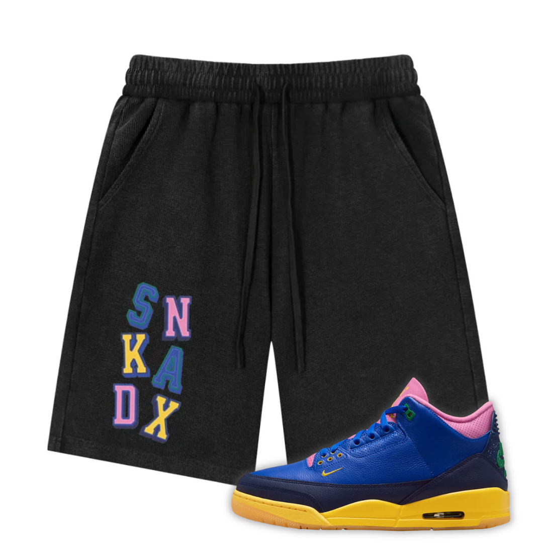 SNKADX Stack Mineral Wash Waffle Knit Shorts  Matching Jordan 3 Brazil
