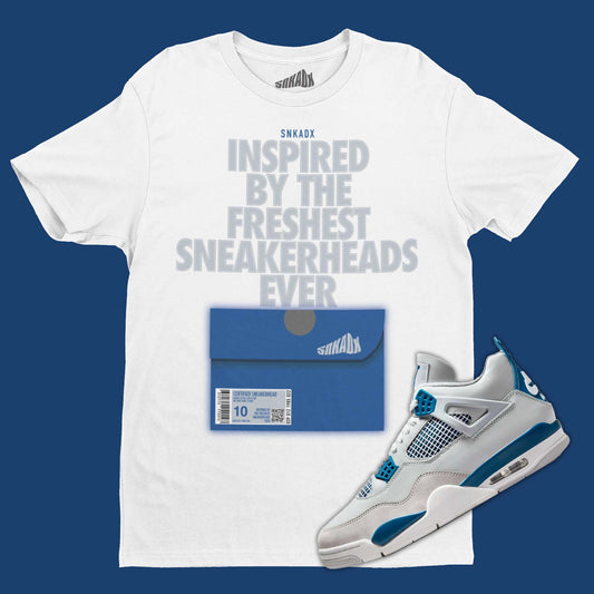 Shoe Box T-Shirt Matching Air Jordan 4 Industrial Blue