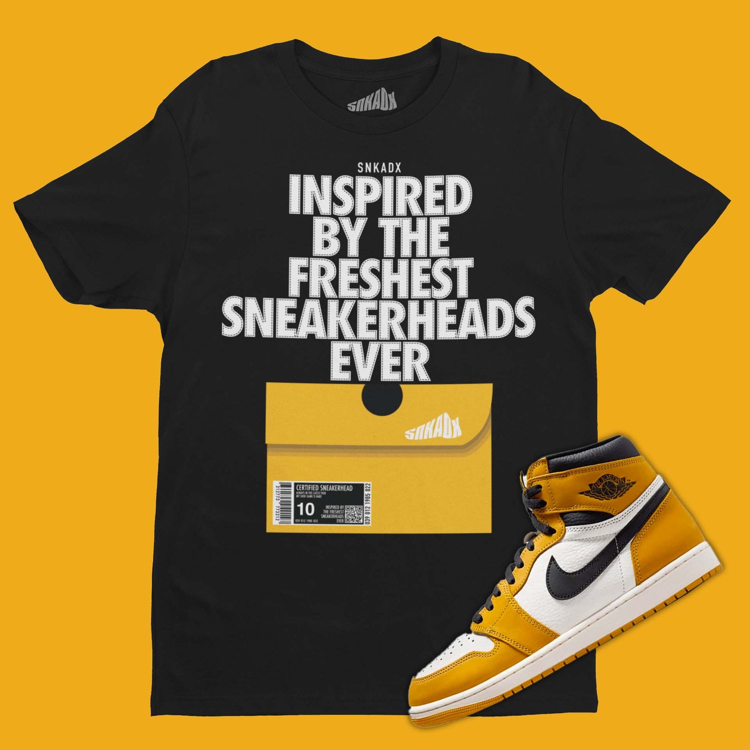 Shoe Box T-Shirt Matching Air Jordan 1 High Yellow Ochre