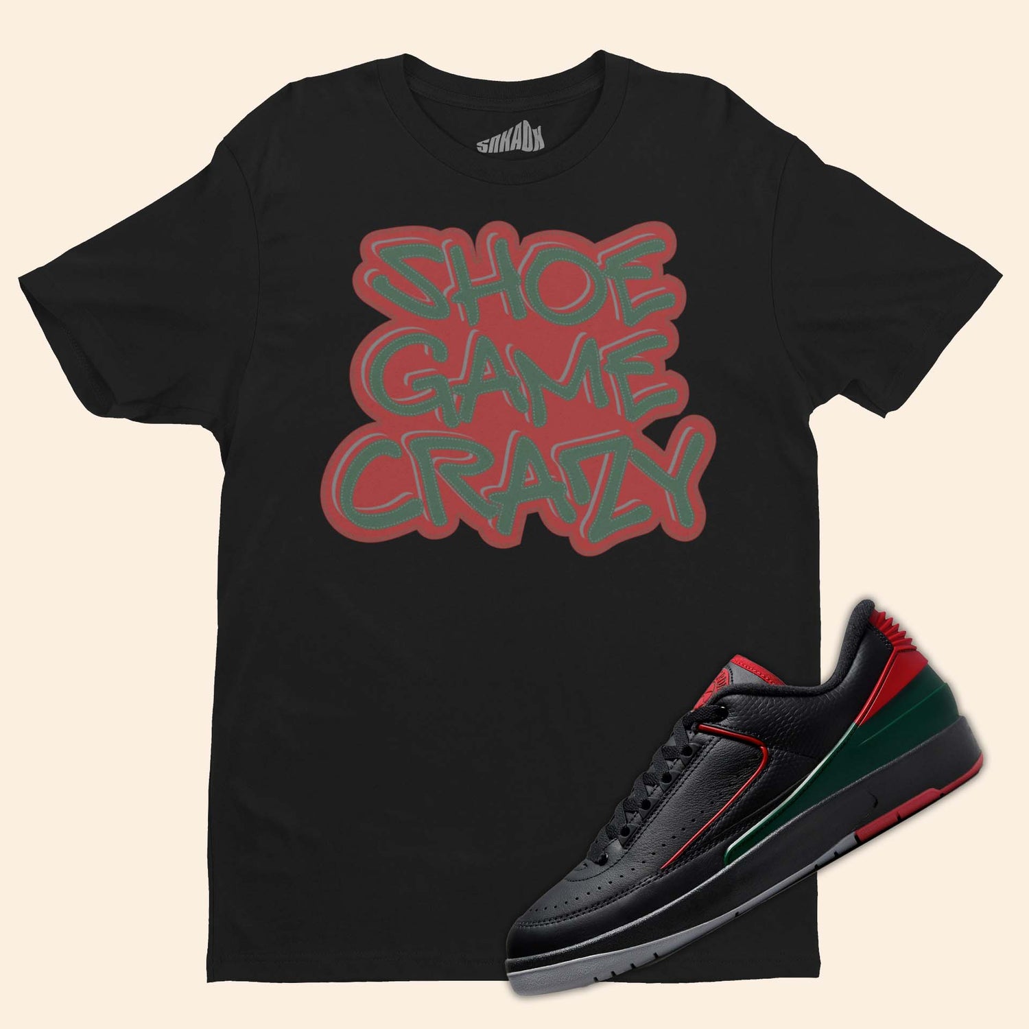 Shoe Game Crazy T-Shirt Matching Air Jordan 2 Low Christmas