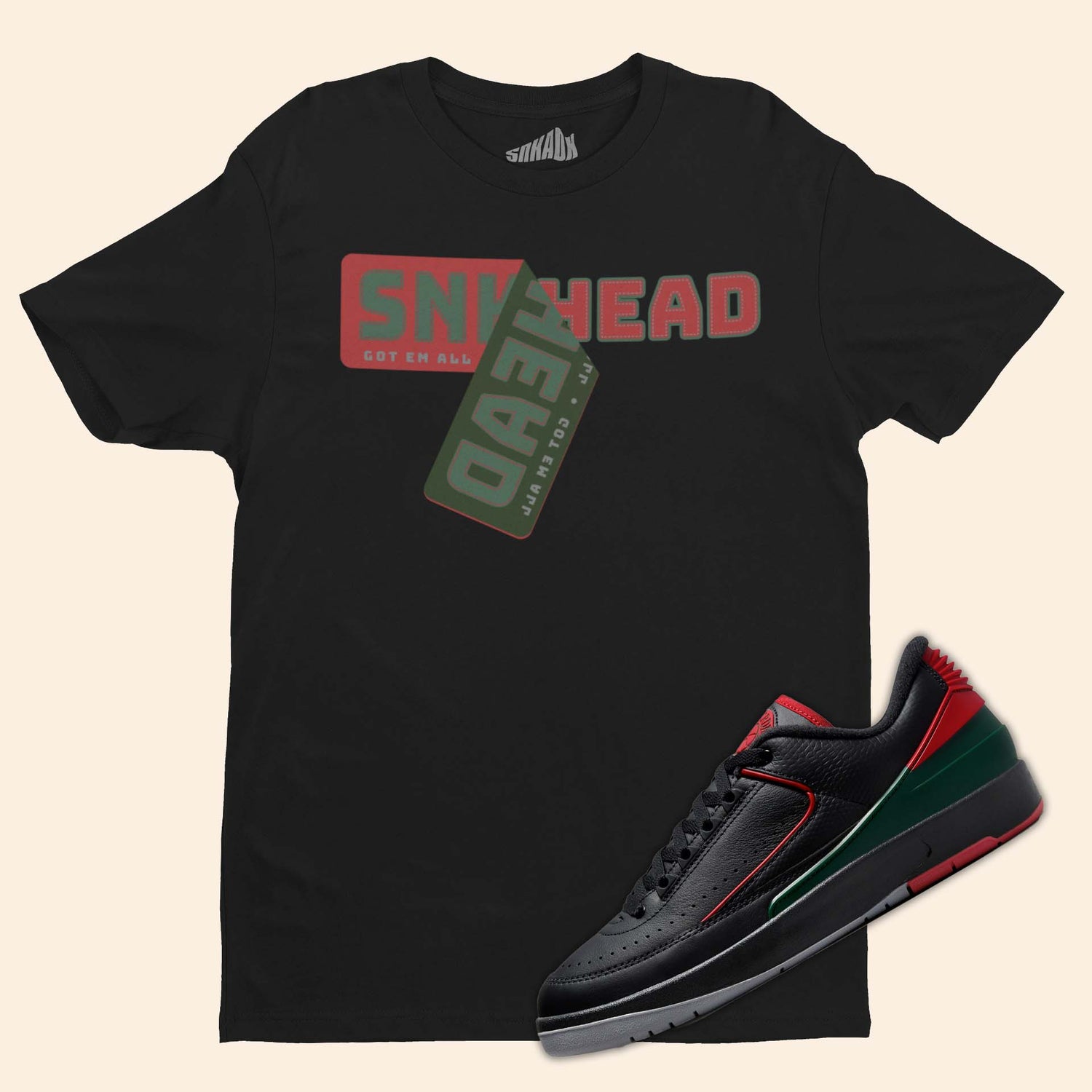 Sneakerhead Sticker T-Shirt Matching Air Jordan 2 Low Christmas
