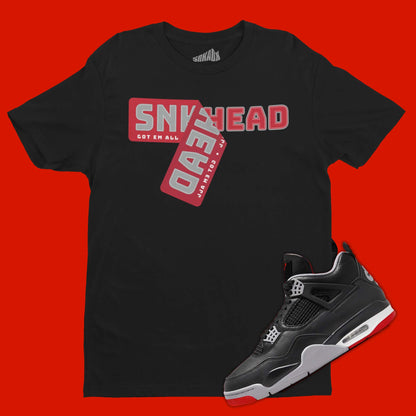 Sneakerhead Stickers T-Shirt Matching Air Jordan 4 Bred Reimagined