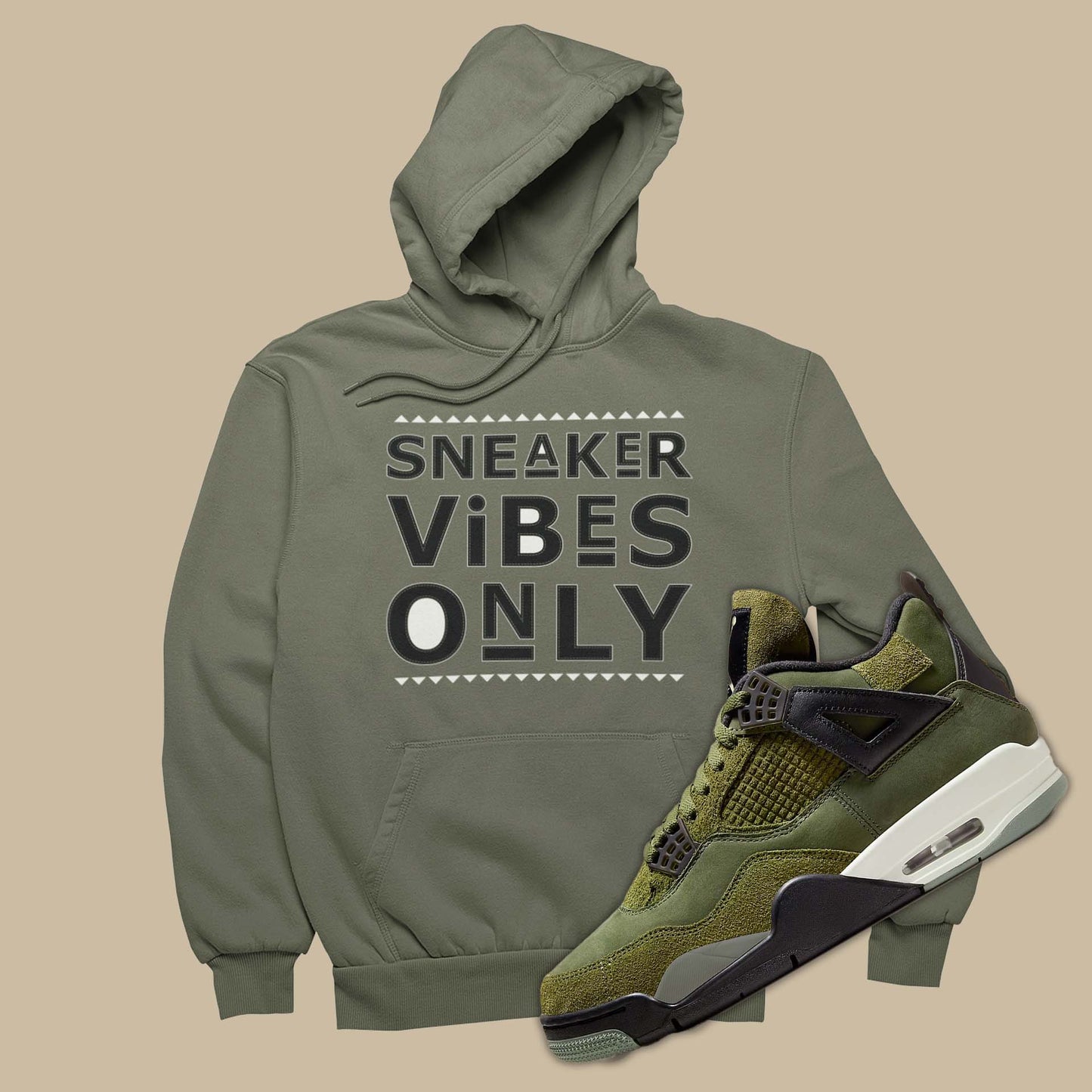 This sneaker match hoodie is the perfect sweatshirt to match your Air Jordan 4 Craft Medium Olive