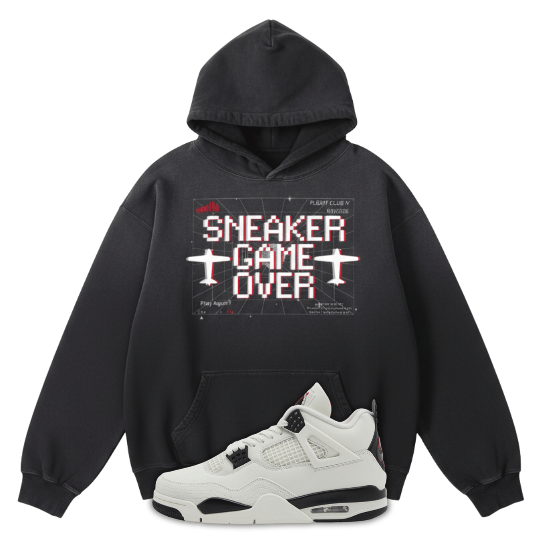 Sneaker Game Over Heavyweight Sunfade Oversized Hoodie Matching Jordan 4 Flight Club