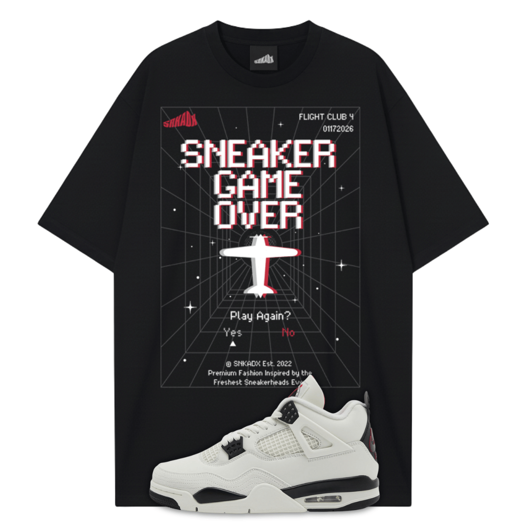 Sneaker Game Over Oversized Premium T-Shirt in black Matching Jordan 4 Flight Club