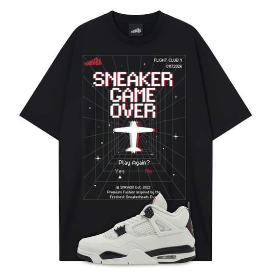 Sneaker Game Over Oversized Premium T-Shirt in black Matching Jordan 4 Flight Club