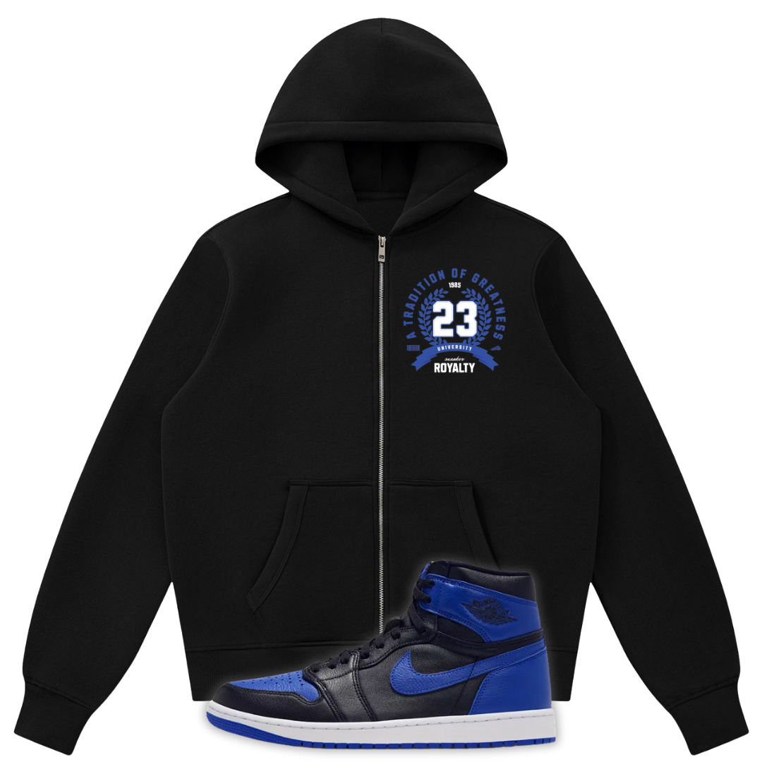 Sneaker Royalty Fleece Full Zip Hoodie Matching Air Jordan 1 High OG Royal