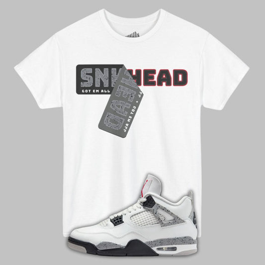 Sneaker Sticker white T-Shirt Matching Jordan 4 White Cement