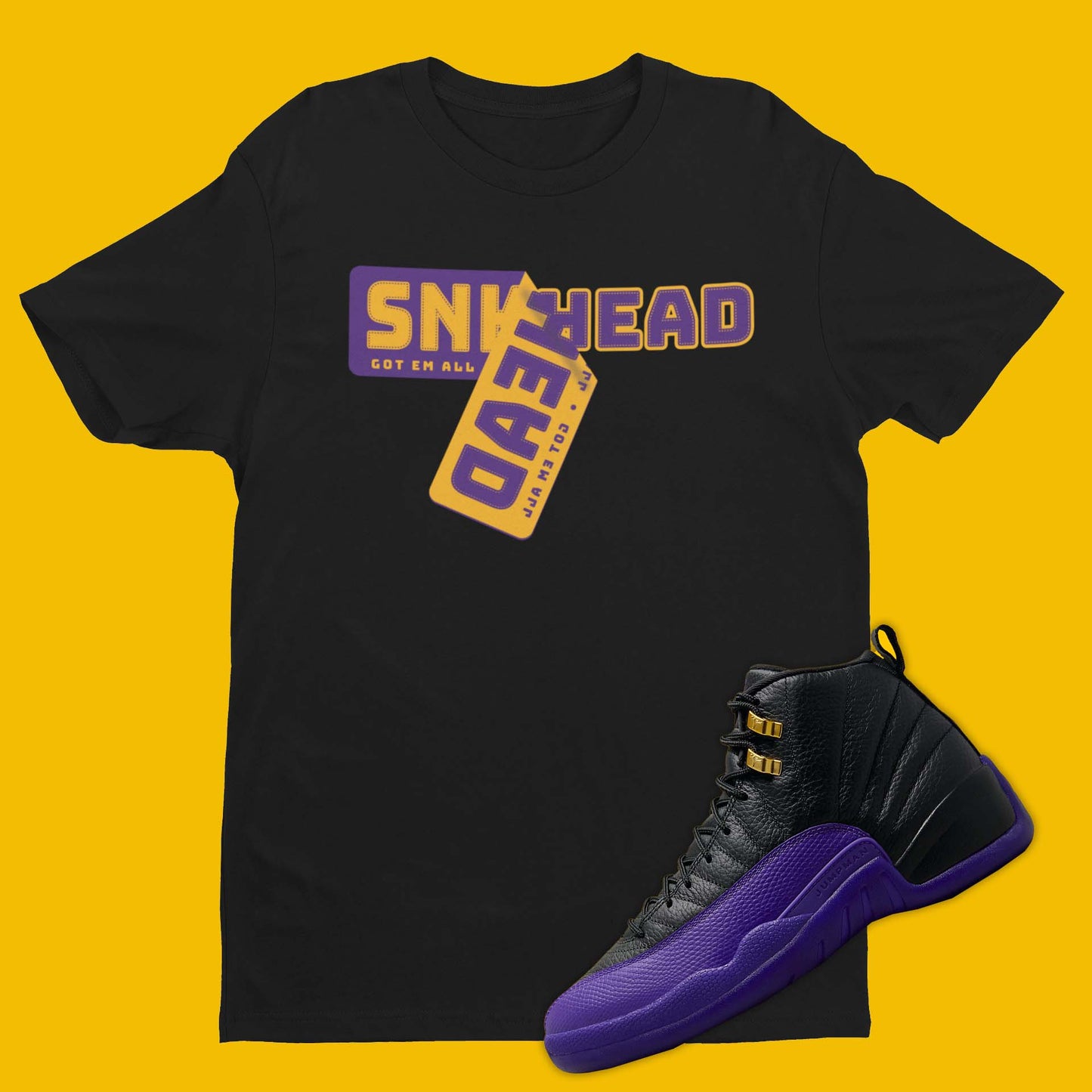 Sneaker Sticker Air Jordan 12 Field Purple Matching T-Shirt from SNKADX.