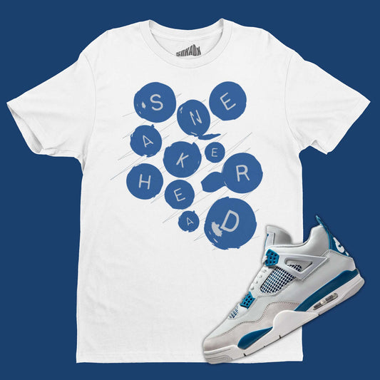 Sneakerhead Buttons T-Shirt Matching Air Jordan 4 Industrial Blue