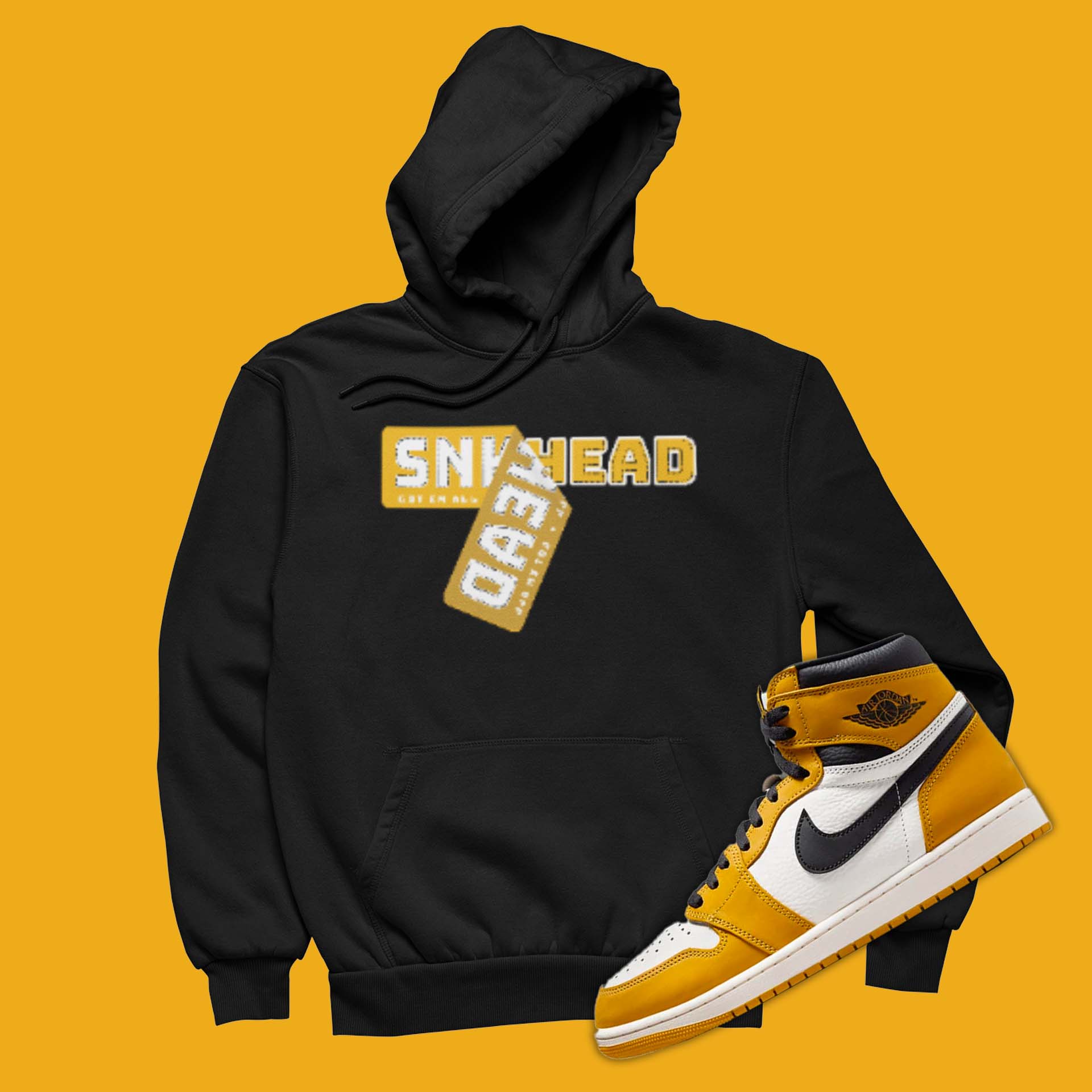 Sneaker Sticker Hoodie - AJ1 Yellow Ochre Match - SNKADX