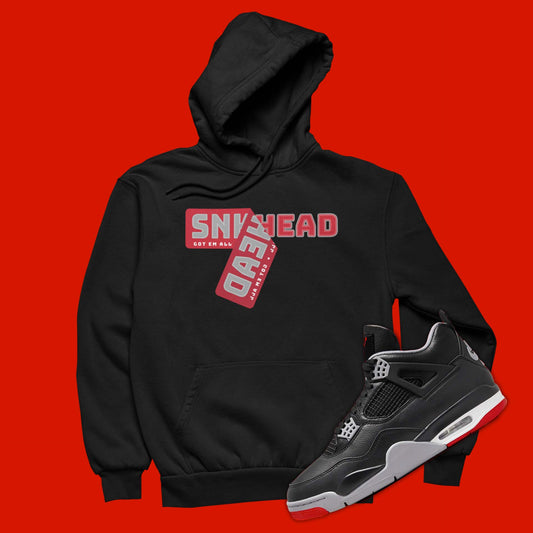 Sneakerhead Sticker Hoodie To Match Air Jordan 4 Bred Reimagined