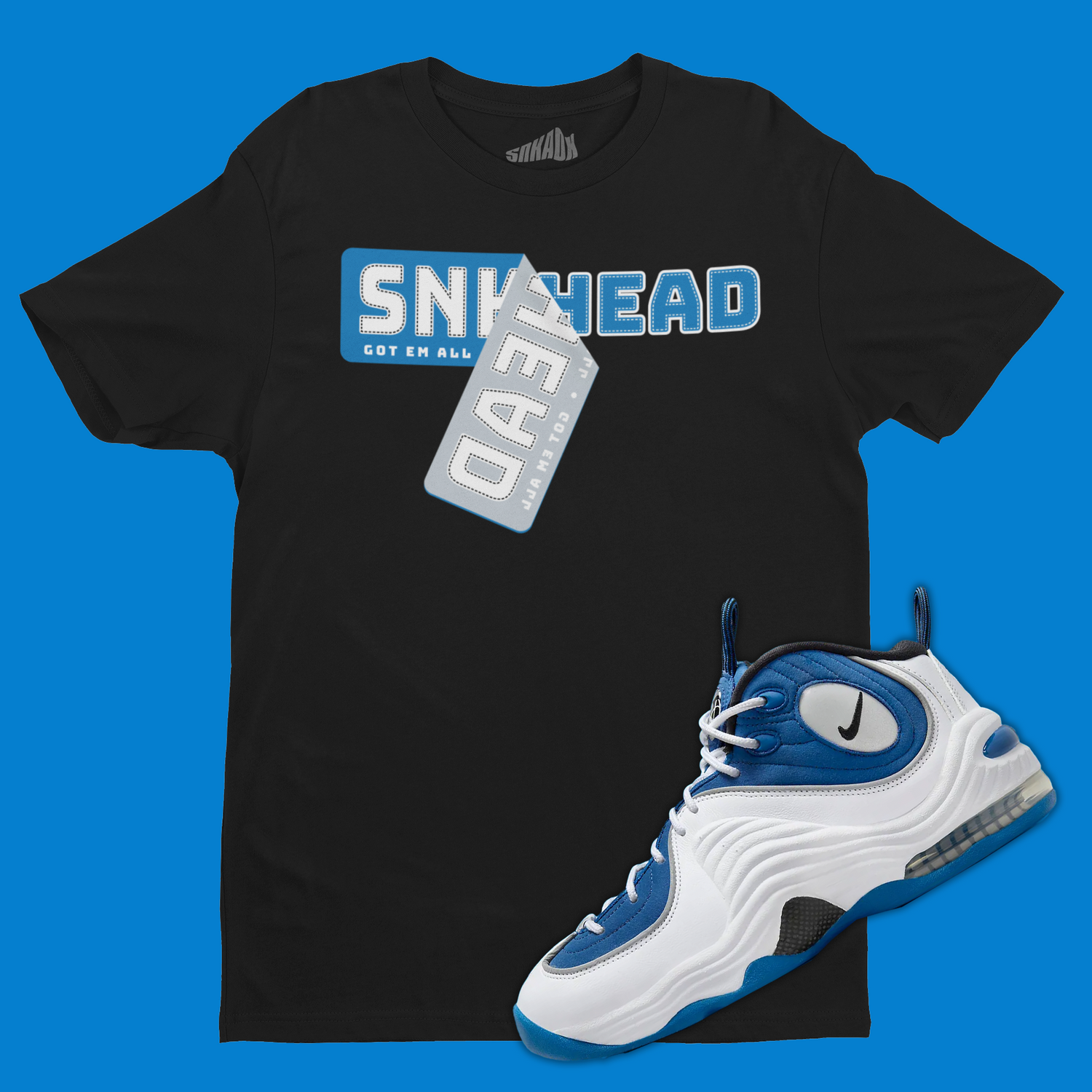 Sneakerhead Sticker T-Shirt Matching Air Penny 2 Atlantic Blue