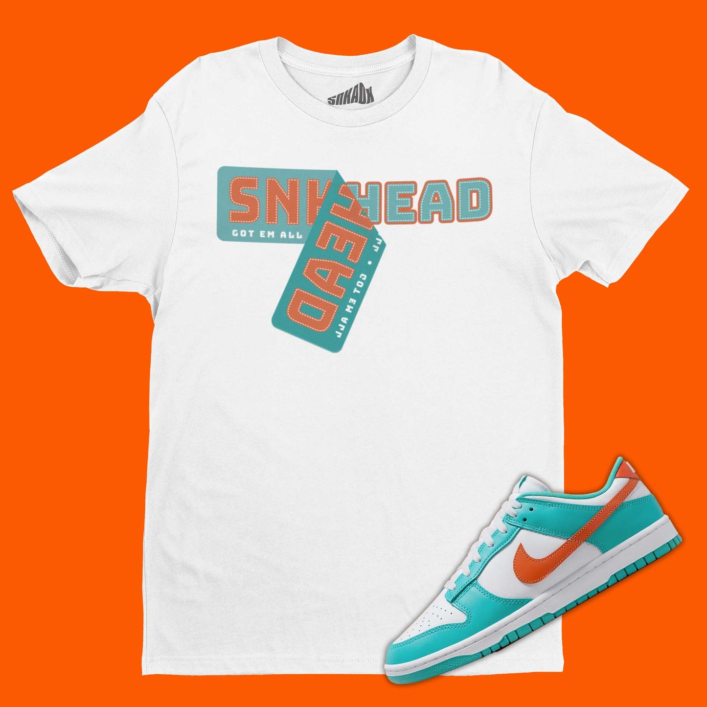 Sneakerhead Sticker T-Shirt Matching Dunk Miami Dolphins