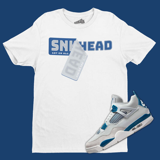 Sneakerhead Sticker T-Shirt Matching Air Jordan 4 Industrial Blue