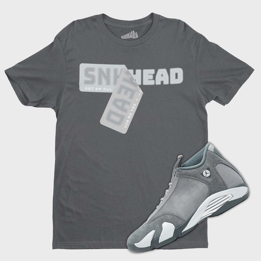 Sneakerhead Sticker T-Shirt Matching Air Jordan 14 Flint Grey