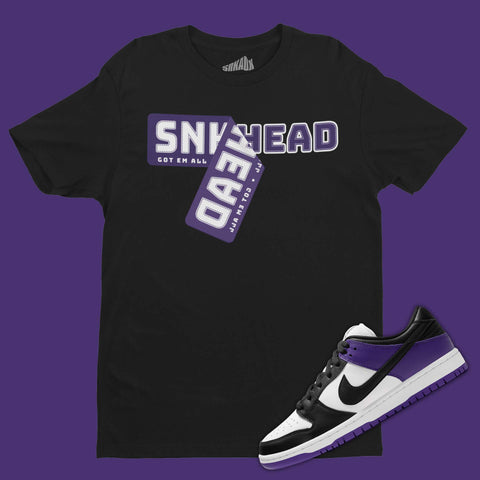 Sneakerhead Stickers T-Shirt Matching Dunk Low Court Purple