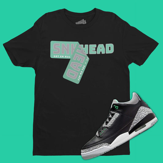 Sneaker Sticker T-Shirt Matching Air Jordan 3 Green Glow
