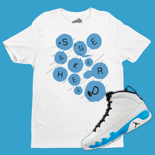 Sneakerhead Buttons T-Shirt Matching Air Jordan 9 Powder Blue