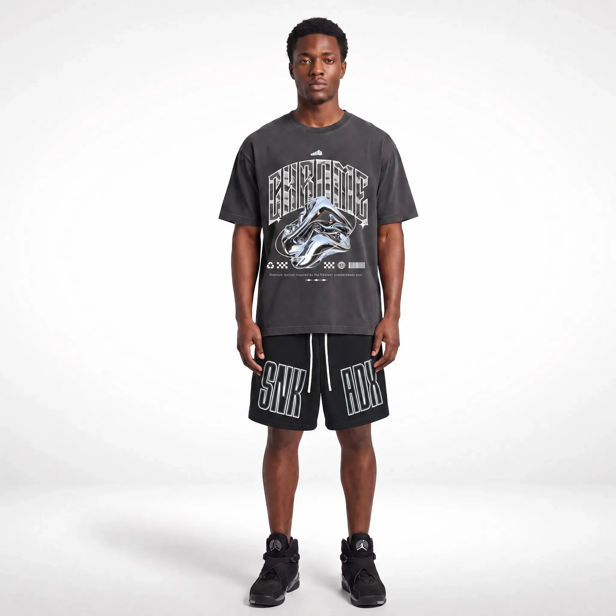 Chrome 8 Vintage Washed Oversized Cotton T-Shirt Matching Jordan 8 Chrome