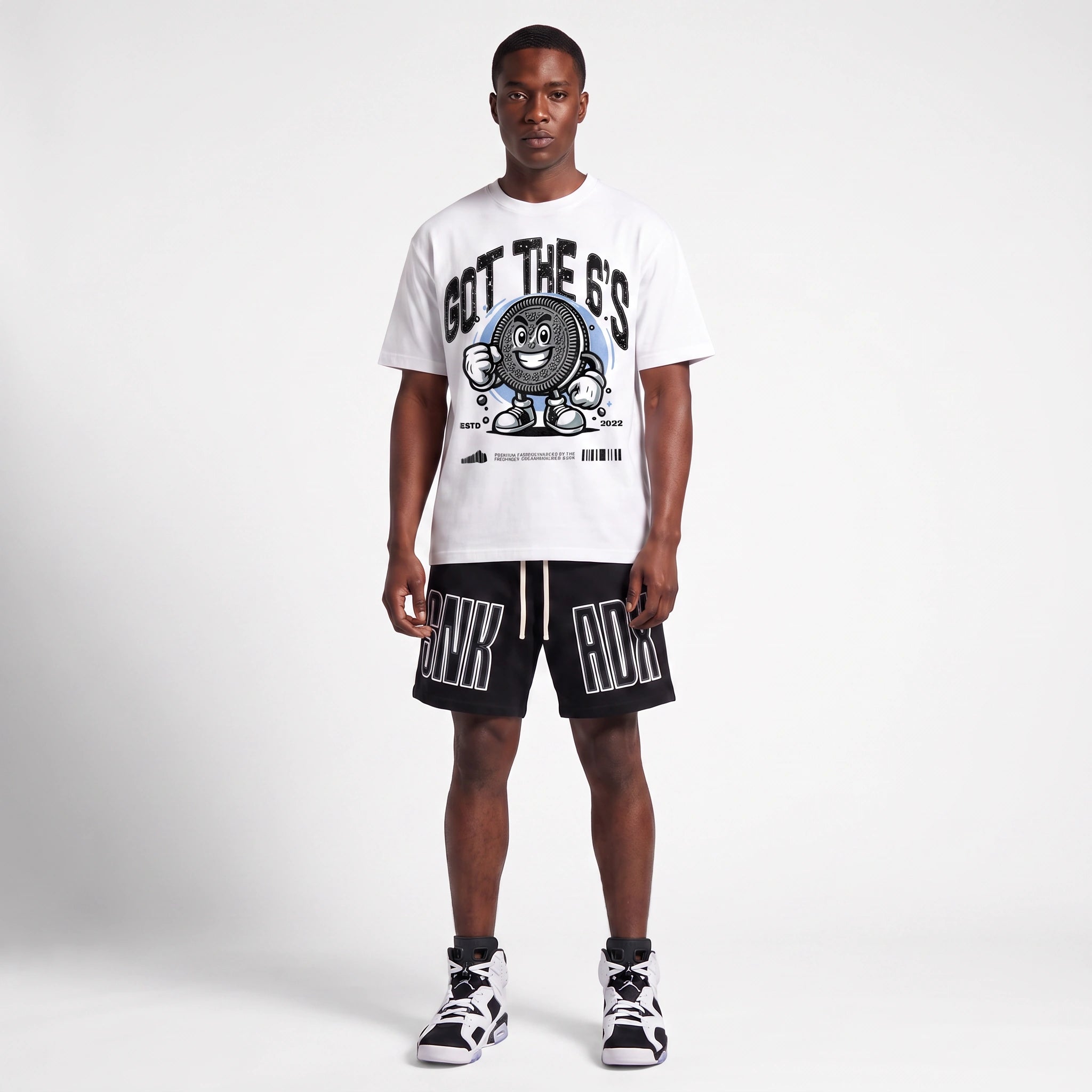 SNKADX Signature Premium Cotton Shorts Matching Air Jordan 6 Oreo