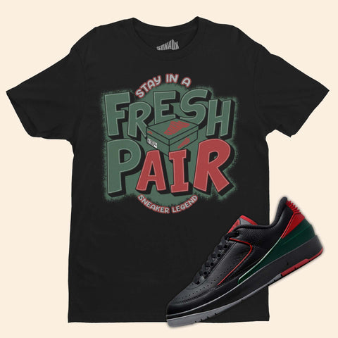 Fresh Pair T-Shirt Matching Air Jordan 2 Low Christmas