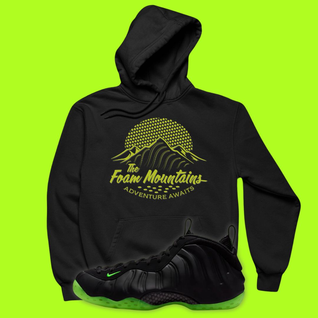 Foam Mountains Hoodie Matching Foamposite One Black Volt | SNKADX