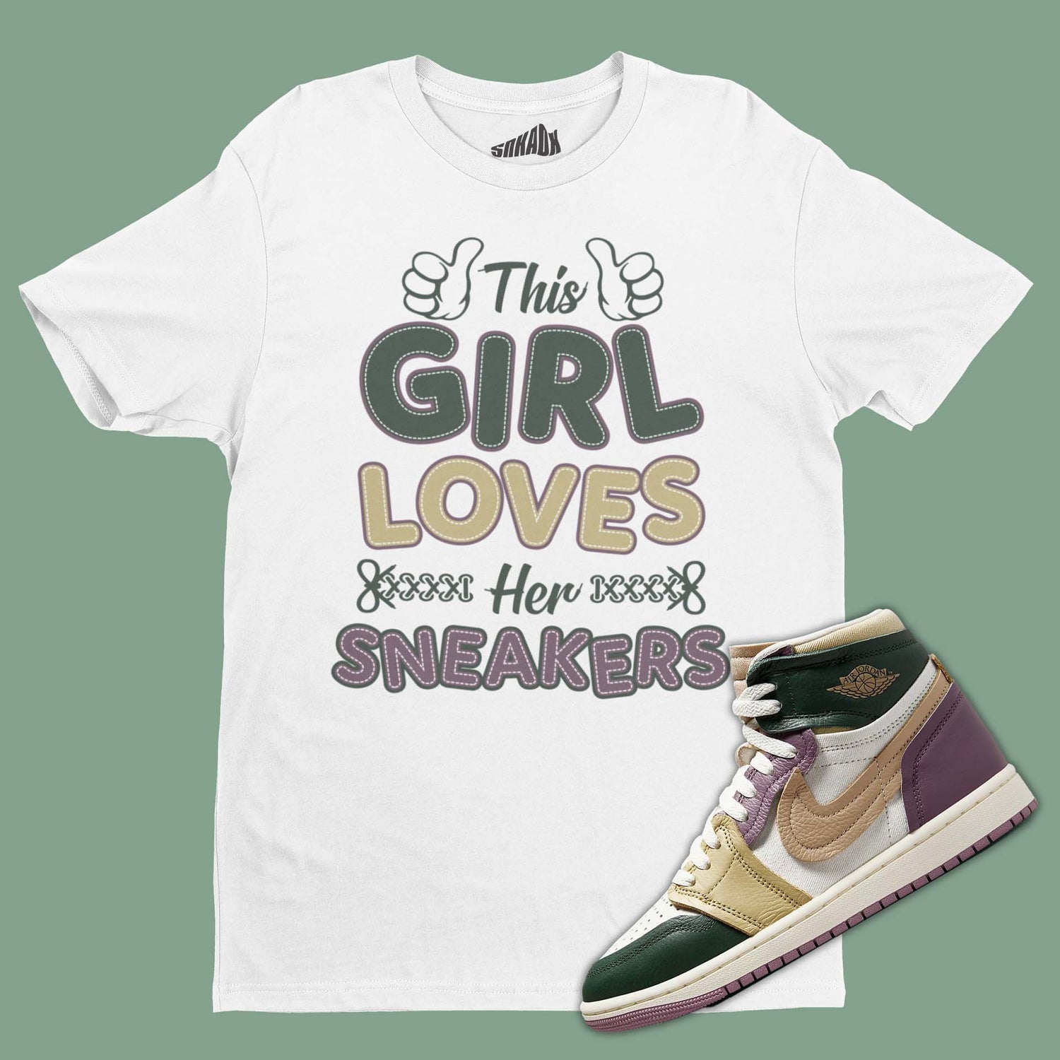 This Girl Loves Her Sneakers T-Shirt Matching Air Jordan 1 High Galactic Jade